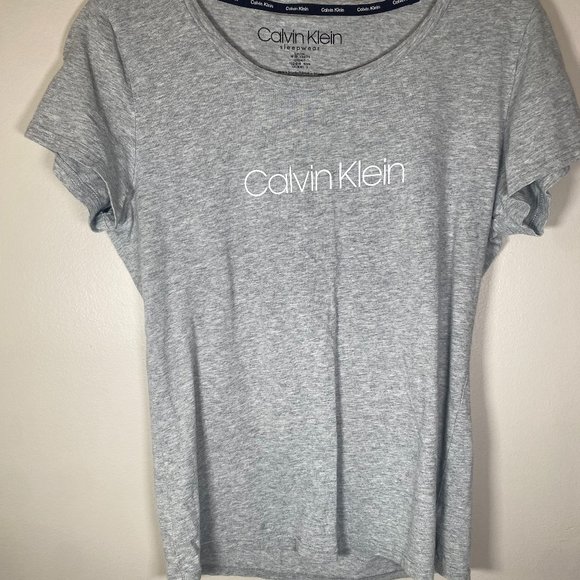 Calvin Klein Grey Short Sleeve Sleepwear Shirt - Picture 1 of 3